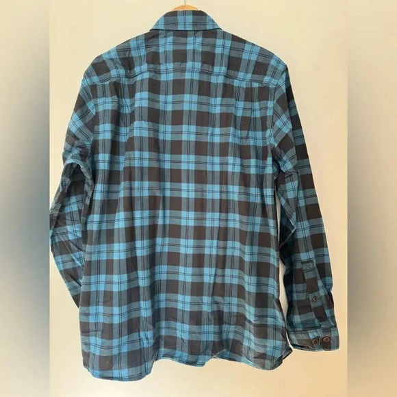 LL Bean Navy Blue Plaid Twill Button Shirt Traditional Fit L - Picture 7 of 11